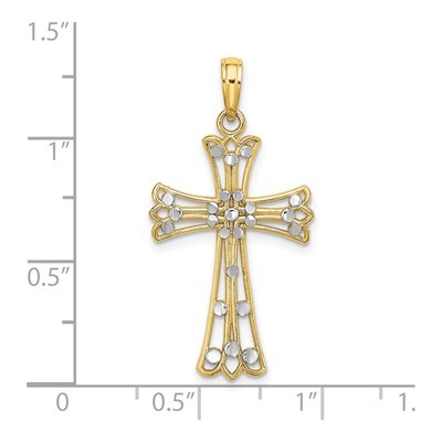 14K Yellow Gold Diamond-Cut Cross Charm – view 4