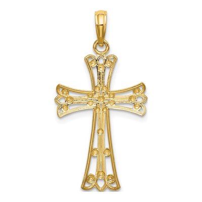 14K Yellow Gold Diamond-Cut Cross Charm – view 5