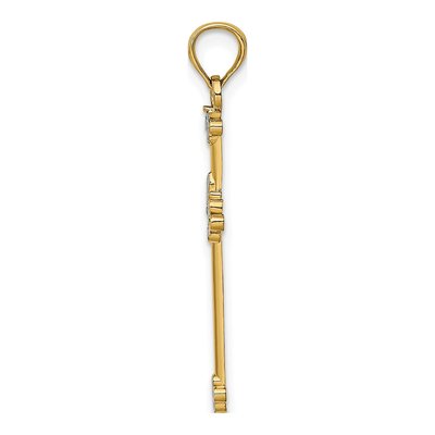 14K Yellow Gold Thin Diamond-Cut Cross Charm – view 3