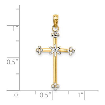 14K Yellow Gold Thin Diamond-Cut Cross Charm – view 4