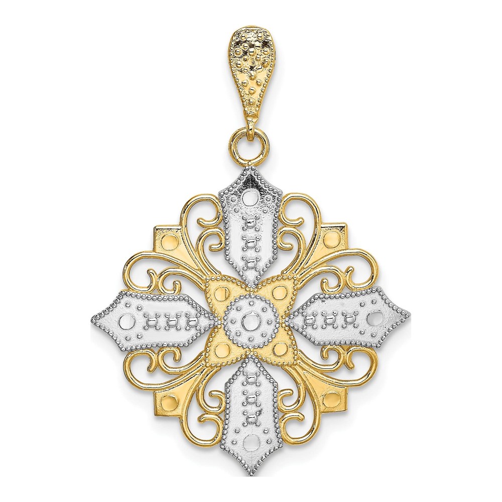 14K Yellow Gold Cut-Out Cross Charm