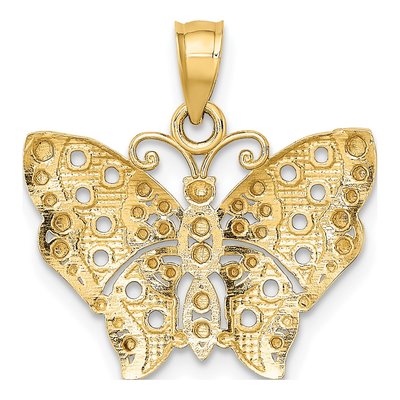 14K Yellow Gold Butterfly Wings Pendant – view 5