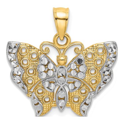14K Yellow Gold Butterfly Wings Pendant