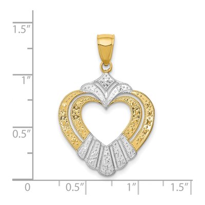 14K Yellow Gold Textured Heart Charm – view 4