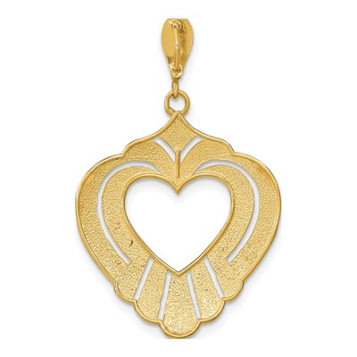 14K Yellow Gold Textured Heart Charm – view 5