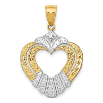 14K Yellow Gold Textured Heart Charm