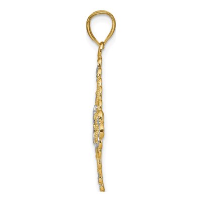 14K Yellow Gold Diamond-Cut Filigree Medallion Charm – view 3