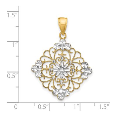 14K Yellow Gold Diamond-Cut Filigree Medallion Charm – view 4