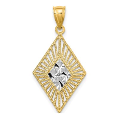 14K Yellow Gold Diamond-Cut Diamond-Shape Charm