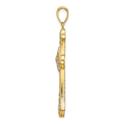 14K Yellow Gold Diamond-Cut Cross Charm – view 3