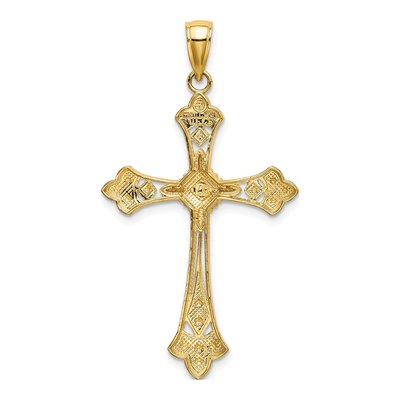 14K Yellow Gold Diamond-Cut Cross Charm – view 5