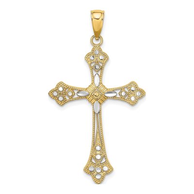 14K Yellow Gold Diamond-Cut Cross Charm