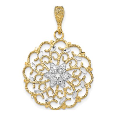 14K Yellow Gold Scalloped Wave Pendant