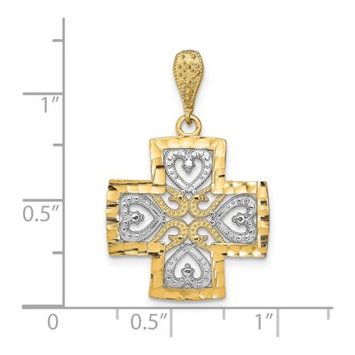 14K Yellow Gold Maltese Cross Heart Charm – view 4