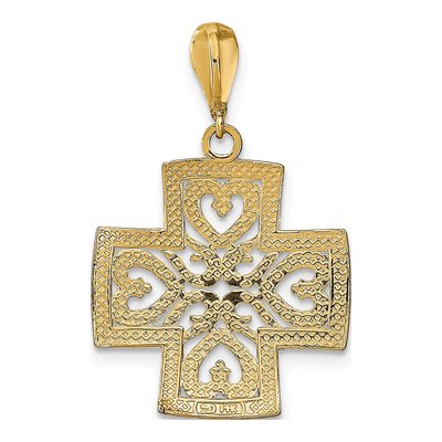 14K Yellow Gold Maltese Cross Heart Charm – view 5