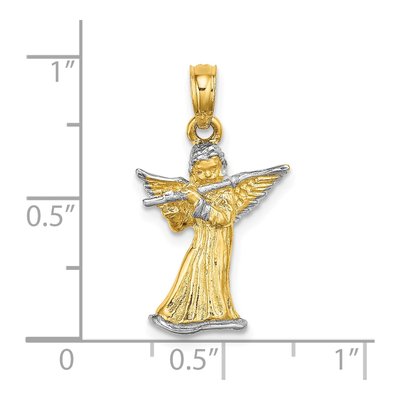 14K Yellow Gold Angel Playing Flute Charm – view 4