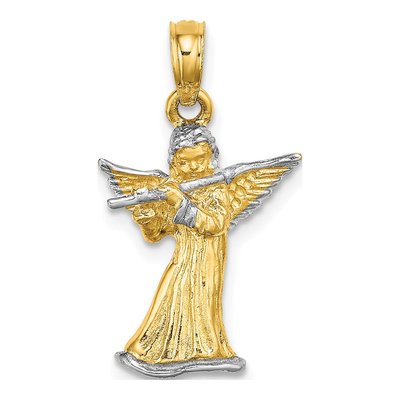14K Yellow Gold Angel Playing Flute Charm