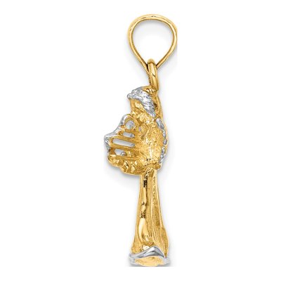 14K Yellow Gold Angel Playing Harp Pendant – view 3