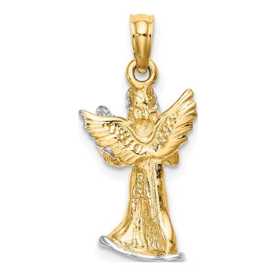 14K Yellow Gold Angel Playing Harp Pendant – view 5
