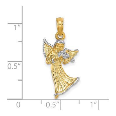 14K Yellow Gold Angel Playing Violin Pendant – view 4