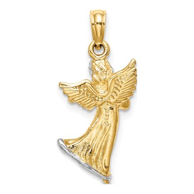 14K Yellow Gold Angel Playing Violin Pendant – view 5