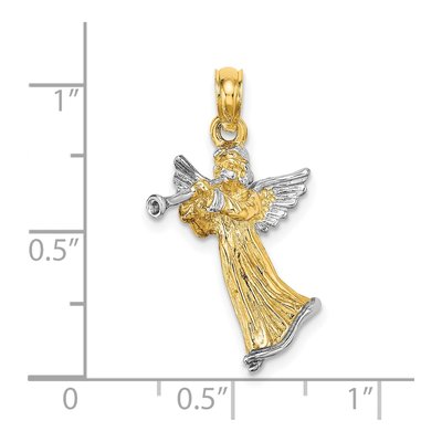 14K Yellow Gold Angel Playing Trumpet Pendant – view 4
