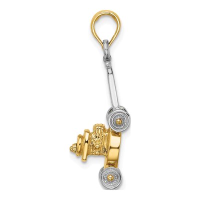 14K Two-Tone Gold 3D Lawn Mower Charm – view 3