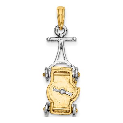 14K Two-Tone Gold 3D Lawn Mower Charm – view 4