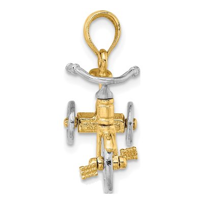 14K Two-Tone Gold 3D Tricycle Pendant – view 3