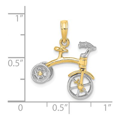 14K Two-Tone Gold 3D Tricycle Pendant – view 4