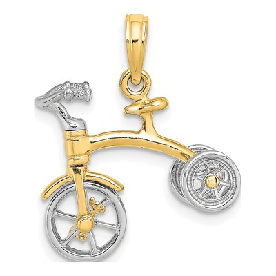 14K Two-Tone Gold 3D Tricycle Pendant – view 5
