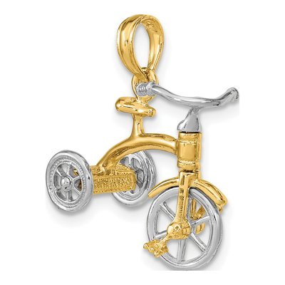 14K Two-Tone Gold 3D Tricycle Pendant – view 6
