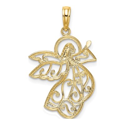 14K Yellow Gold Flying Angel Pendant – view 5