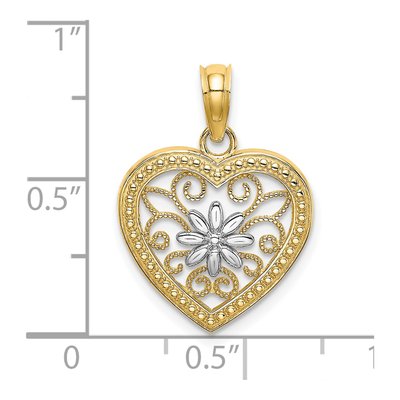 14K Yellow Gold Filigree Heart Charm – view 4