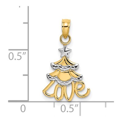 14K Yellow Gold LOVE Christmas Tree Pendant – view 4