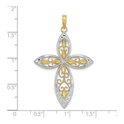 14K Yellow Gold Beaded Filigree Cross Charm – view 4