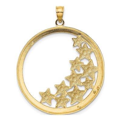 14K Yellow Gold Stars Round Frame Charm – view 4