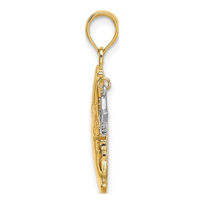 14K Two-Tone Gold Half Moon Star Pendant – view 3