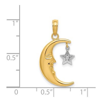 14K Two-Tone Gold Half Moon Star Pendant – view 5