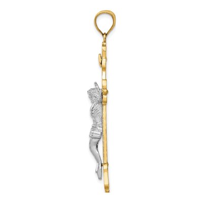 14K Two-Tone Gold INRI Crucifix Pendant – view 3