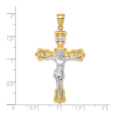 14K Two-Tone Gold INRI Crucifix Pendant – view 4