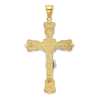 14K Two-Tone Gold INRI Crucifix Pendant – view 5