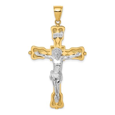 14K Two-Tone Gold INRI Crucifix Pendant