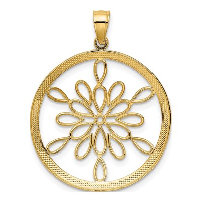 14K Yellow Gold Snowflake Circle Charm – view 5