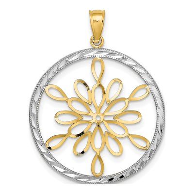 14K Yellow Gold Snowflake Circle Charm