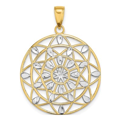 14K Yellow Gold Diamond-Cut Medallion Pendant