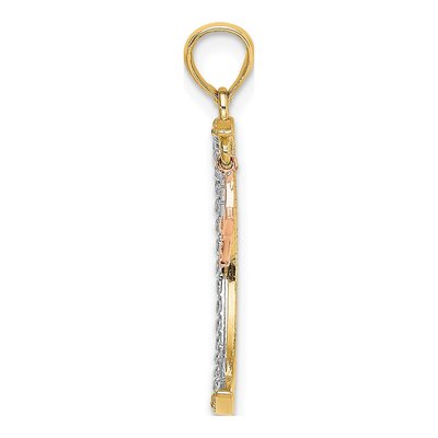14K Two-Tone Gold Moon Moveable Star Pendant – view 3