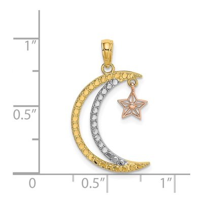 14K Two-Tone Gold Moon Moveable Star Pendant – view 5