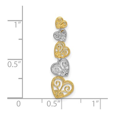 14K Two-Tone Gold Filigree Hearts Slide Pendant – view 4