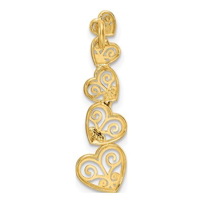 14K Two-Tone Gold Filigree Hearts Slide Pendant – view 5